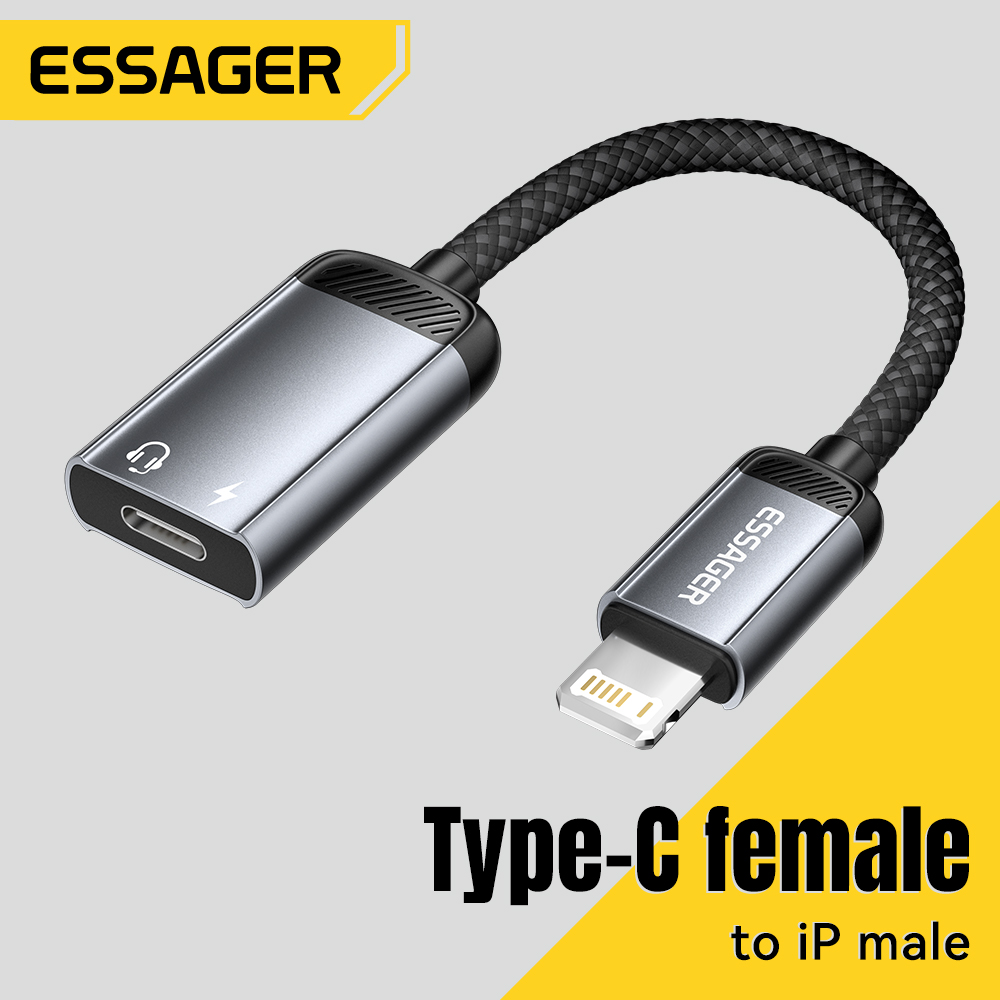 Wired Earphone Lightning - Essager Type-C 오디오 어댑터 케이블 Type-C