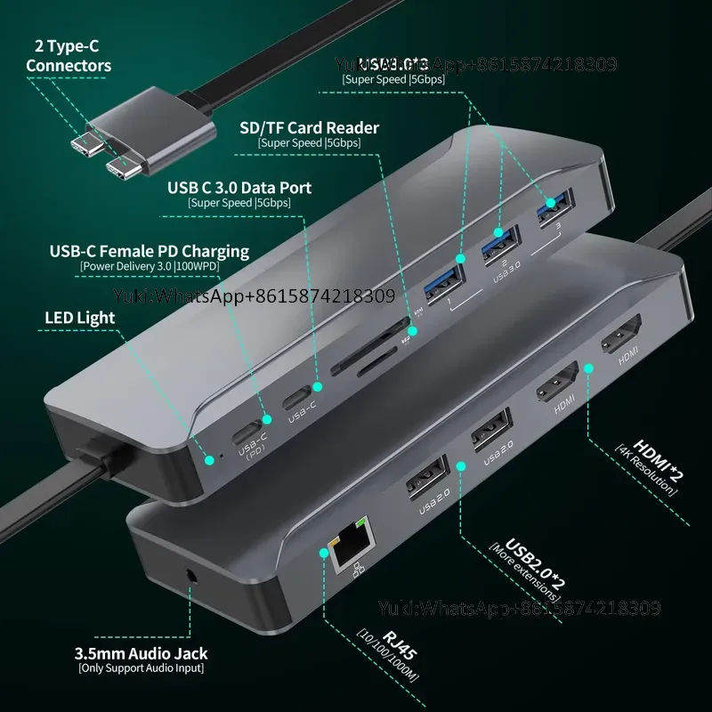 Usb Hub Type C - 핫세일 듀얼 디스플레이 화면 타입 C