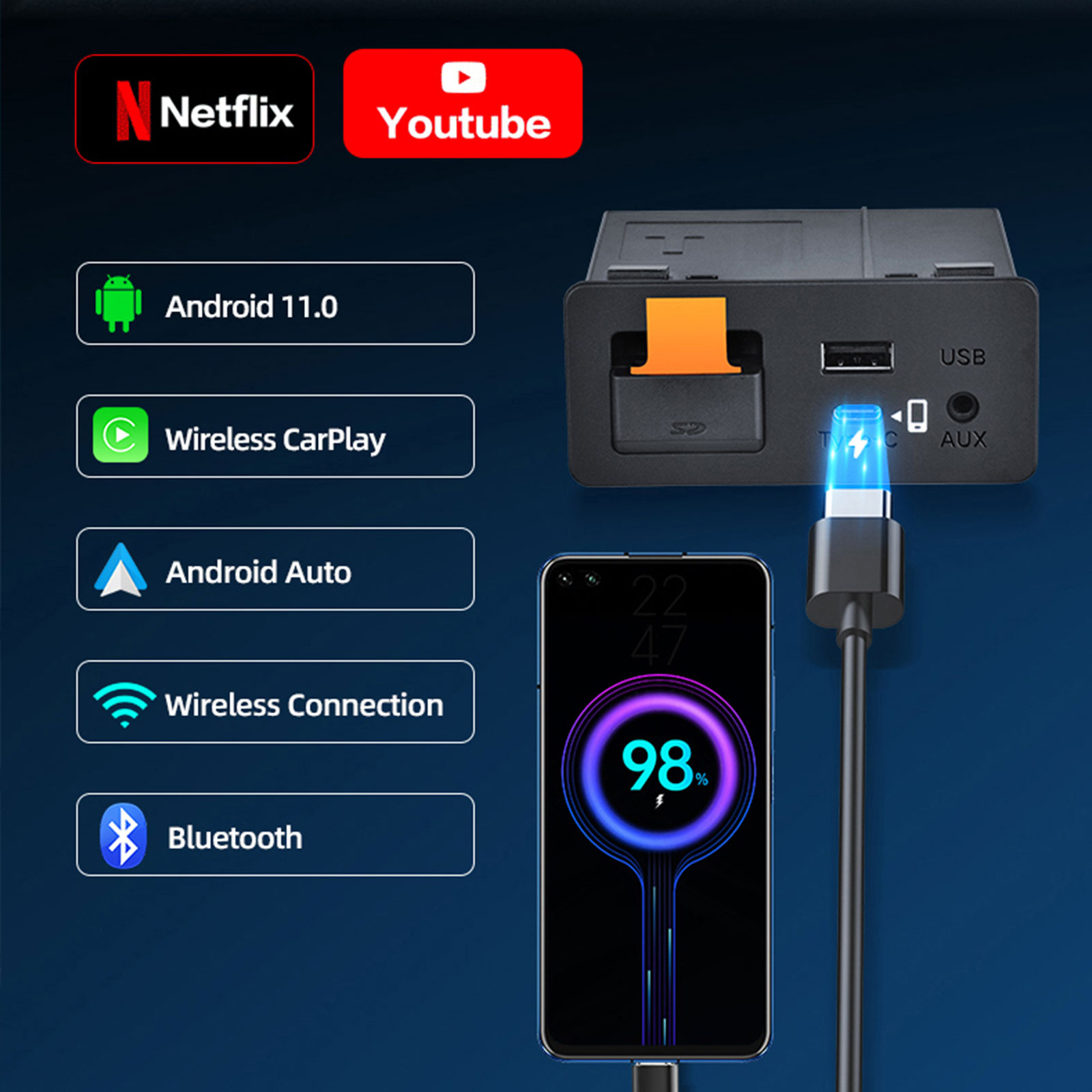 마쯔다 카플레이 및 안드로이드 오토 어댑터용 타입-C, - Usb Hub Type C 리뷰 및 가격